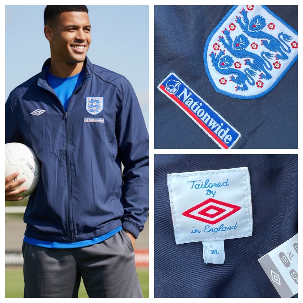 England National Football Team Umbro Track Jacket Logo Royal Blue XLarge Vintage